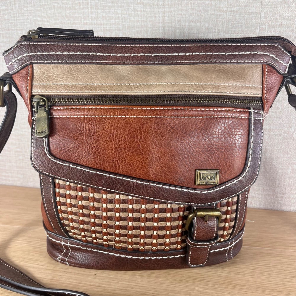 b.o.c. Born Crossbody Bag Brown Cognac Woven Leather Look Boho Western Purse